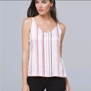 WHBM Pink White Stripe Reversible Cami